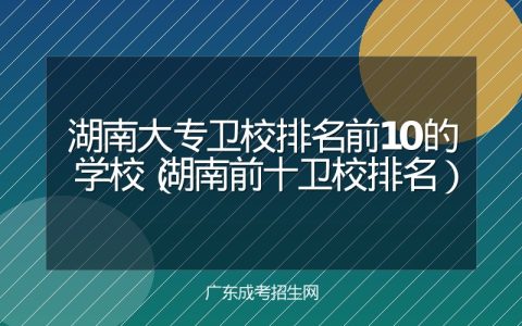 湖南大专卫校排名前10的学校（湖南前十卫校排名）