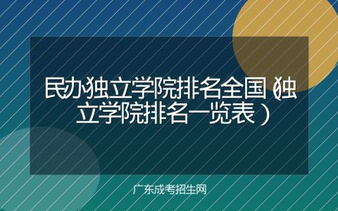 民办独立学院排名全国（独立学院排名一览表）