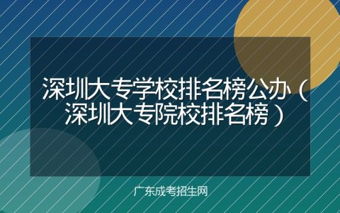 深圳大专学校排名榜公办（深圳大专院校排名榜）