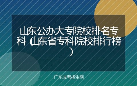 山东公办大专院校排名专科（山东省专科院校排行榜）
